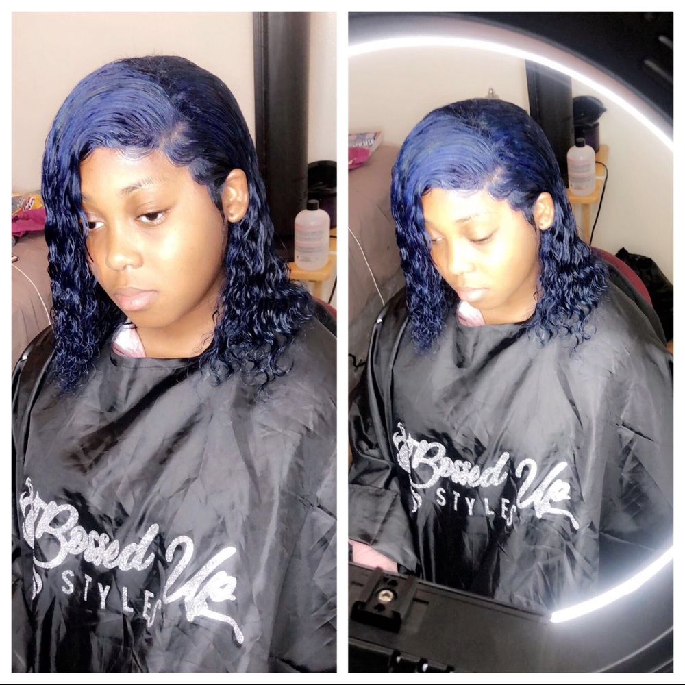 Color Curly Bob Full Lace